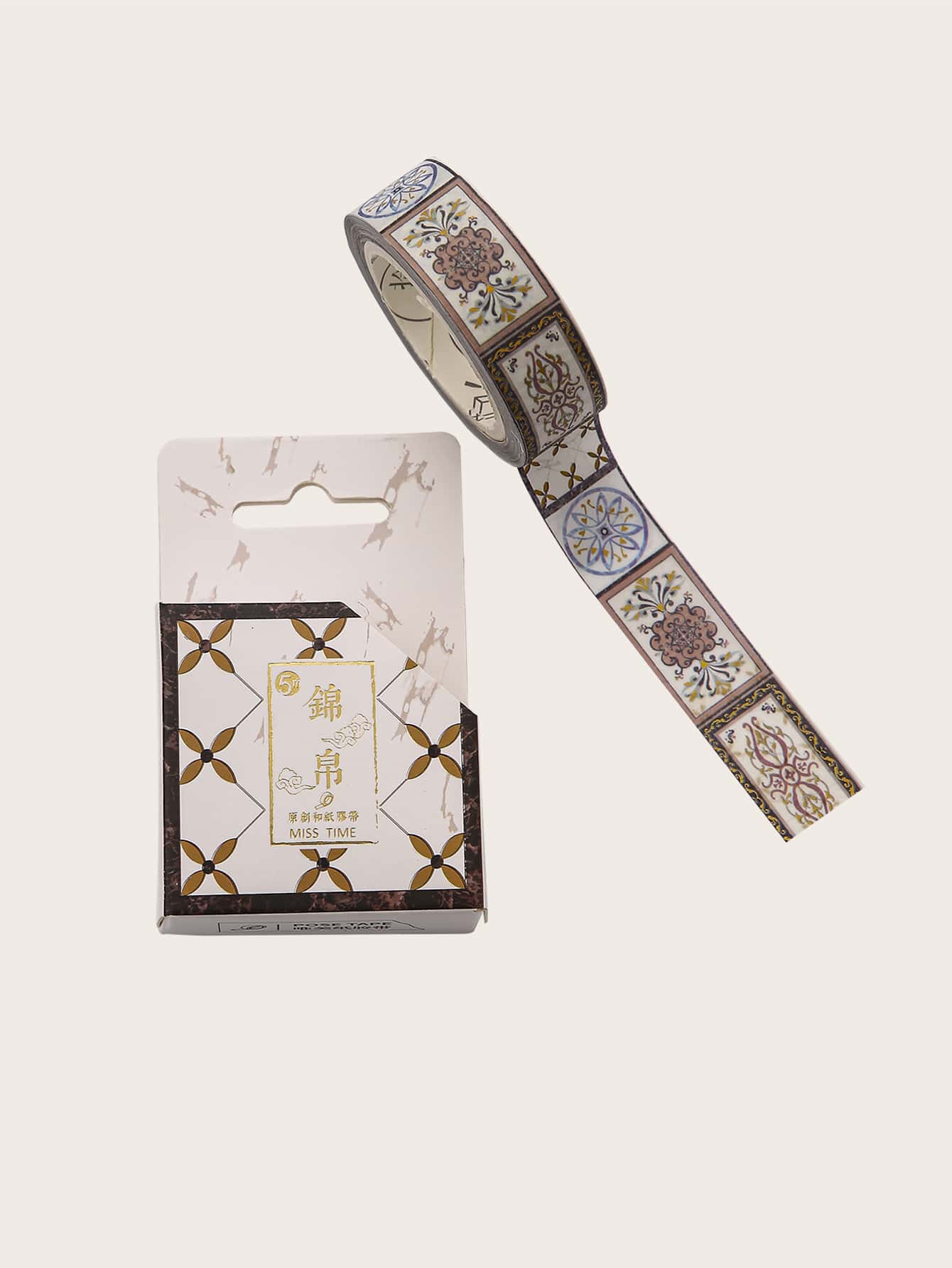 1roll Vintage Pattern Washi Tape - Multicolor - View 1