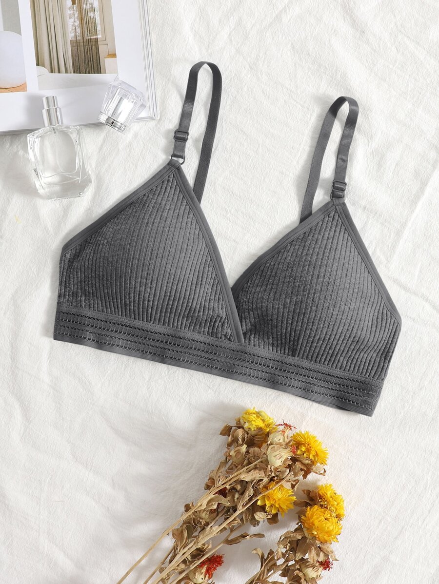 Women's Dark Grey Plain Casual Fabric Bralette High Stretch Backless Design For Everyday Comfort - Dark Grey - View 1