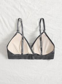 Women's Dark Grey Plain Casual Fabric Bralette High Stretch Backless Design For Everyday Comfort - Dark Grey - View 2