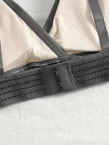 Women's Dark Grey Plain Casual Fabric Bralette High Stretch Backless Design For Everyday Comfort - Dark Grey - View 4