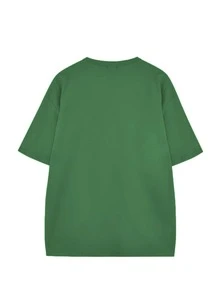 Slogan Graphic Drop Shoulder Tee - Green - View 2