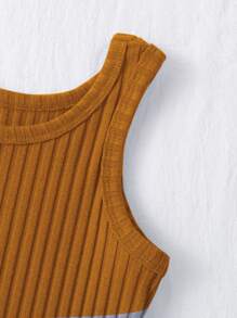 SHEIN Young Girl 2pcs Ribbed Unitard Romper