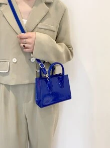 Túi xách da rắn mini thời trang có thể chuyển đổi và túi đeo chéo cho phụ nữ, hộp đựng son môi - Màu xanh lam - Xem 4