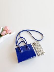 Túi xách da rắn mini thời trang có thể chuyển đổi và túi đeo chéo cho phụ nữ, hộp đựng son môi - Màu xanh lam - Xem 8