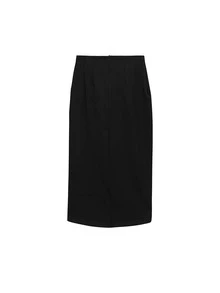 Rok Polos dengan Hem Tumpang Tindih dan Kerutan - Hitam - View 2
