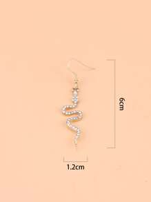 Rhinestone Snake Drop Earrings - Yellow Gold - View 3
