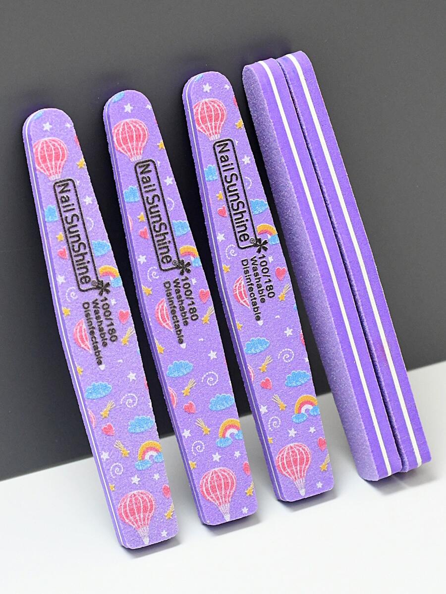NailSunshine 5 cái 100/180 Grit Nail File - Màu tím - Xem 1