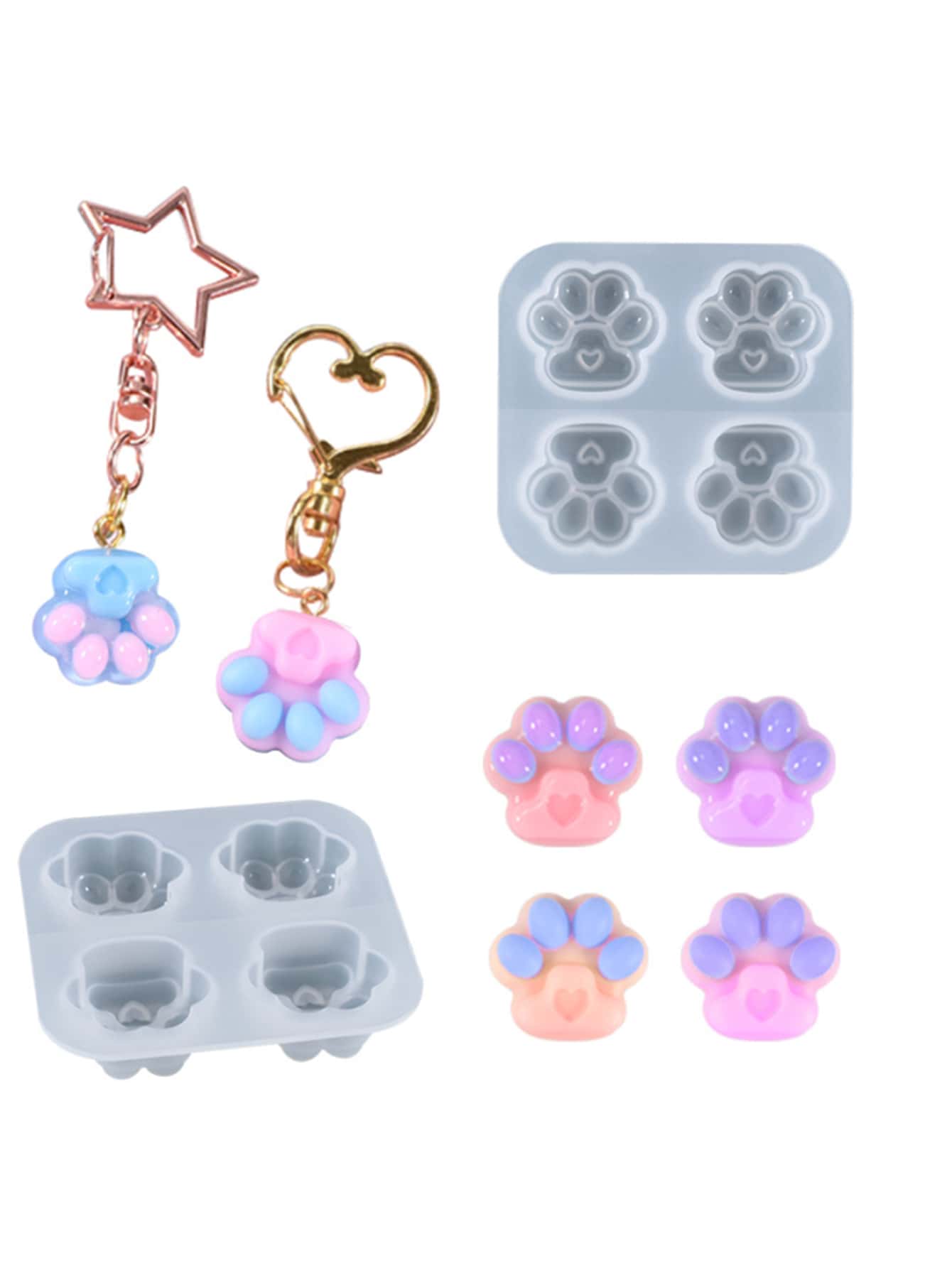 1pc Paw Design DIY Silicone Mold - White - View 1