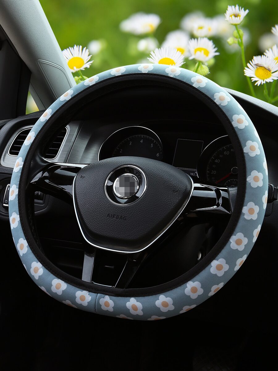 Floral Print Car Steering Wheel Cover SHEIN USA