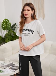 Mulvari Bộ đồ hai mảnh nữ Túi Slogan Giải trí - Đen và trắng - Xem 3