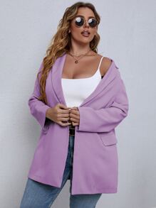 Calvaya Plus Lapel Neck Double Button Blazer - Lilac Purple - View 4