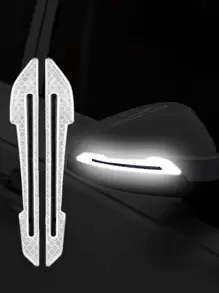 2 piezas pegatina reflexiva del espejo retrovisor del coche - Blanco - Ver 1