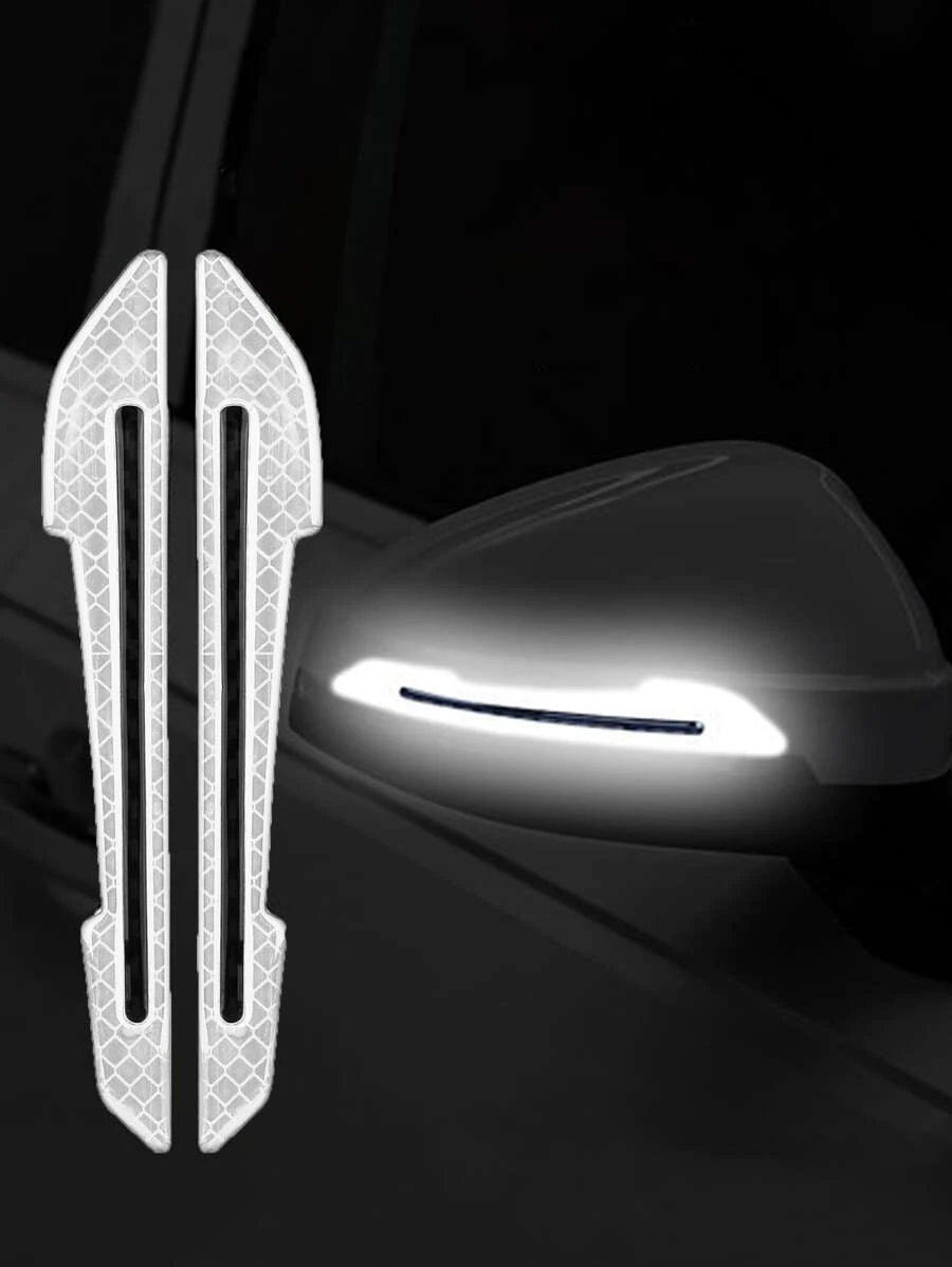 2 piezas pegatina reflexiva del espejo retrovisor del coche - Blanco - Ver 1