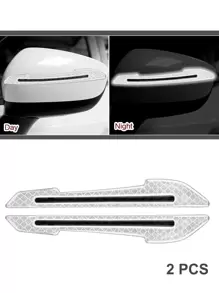 2 piezas pegatina reflexiva del espejo retrovisor del coche - Blanco - Ver 4