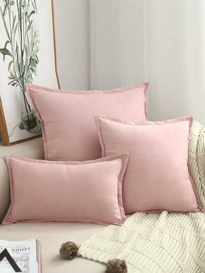 1pc Suede Ruffle Decorative Pillow Cover Or Lumbar Cushion, For Bedroom, Living Room And Sofa Decor