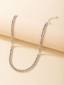 極簡風格鏈條樣式項鍊 - 銀色 - 查看 2