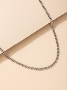 極簡風格鏈條樣式項鍊 - 銀色 - 查看 4