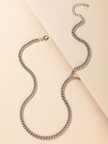 極簡風格鏈條樣式項鍊 - 銀色 - 查看 6