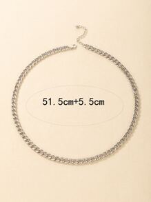 極簡風格鏈條樣式項鍊 - 銀色 - 查看 3