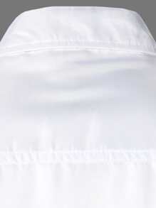 Manfinity Mode Men Patch Detail Shirt Long Sleeve Button Up Plain White Casual Shirt For Boyfriend Gift - White - View 3