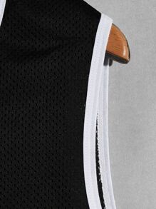 Manfinity Hombres Top tank con estampado de letra unido en contraste - Negro - Ver 4