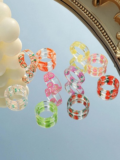 3pcs Random Fruit Print Ring