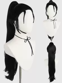 NỮ Sành điệu Tóc đuôi gà Đen Thẳng Tóc Giả Cosplay  Siêu dài Đen Tóc Với Có thể tháo rời Nhiệt độ cao Sợi tổng hợp Thẳng Kẹp-on   Tóc đuôi gà Đen Tóc giả Tóc mái Đối với phụ nữ Anime Tóc Giả Cosplay  Cho Halloween Tiệc Hóa trang Mật độ Cao Tóc giả 30 inch Siêu dài Tóc giả & 1 Miếng Mũ tóc giả - màu đen - Xem 1
