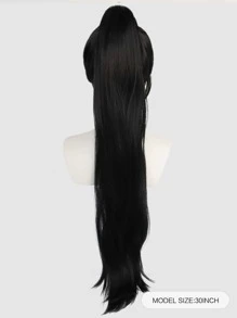 NỮ Sành điệu Tóc đuôi gà Đen Thẳng Tóc Giả Cosplay  Siêu dài Đen Tóc Với Có thể tháo rời Nhiệt độ cao Sợi tổng hợp Thẳng Kẹp-on   Tóc đuôi gà Đen Tóc giả Tóc mái Đối với phụ nữ Anime Tóc Giả Cosplay  Cho Halloween Tiệc Hóa trang Mật độ Cao Tóc giả 30 inch Siêu dài Tóc giả & 1 Miếng Mũ tóc giả - màu đen - Xem 2