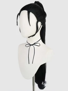 NỮ Sành điệu Tóc đuôi gà Đen Thẳng Tóc Giả Cosplay  Siêu dài Đen Tóc Với Có thể tháo rời Nhiệt độ cao Sợi tổng hợp Thẳng Kẹp-on   Tóc đuôi gà Đen Tóc giả Tóc mái Đối với phụ nữ Anime Tóc Giả Cosplay  Cho Halloween Tiệc Hóa trang Mật độ Cao Tóc giả 30 inch Siêu dài Tóc giả & 1 Miếng Mũ tóc giả - màu đen - Xem 5