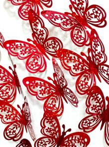 Set de 12 pegatinas de mariposa de PVC, pegatinas modernas de mariposa troqueladas en 3D para decorar la habitación, pegatinas, vinilos decorativos para el hogar, artículos de decoración de primavera para refrescar tu hogar, pegatinas de decoración de ramas, decoración escolar, sorpresa escolar, decoración de dormitorio, útiles escolares - Rojo - Ver 7