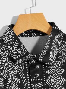 GENTILAND Áo sơ mi Nam Nút phía trước Paisley Kỳ nghỉ - Đen và trắng - Xem 3