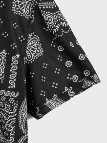 GENTILAND Áo sơ mi Nam Nút phía trước Paisley Kỳ nghỉ - Đen và trắng - Xem 4