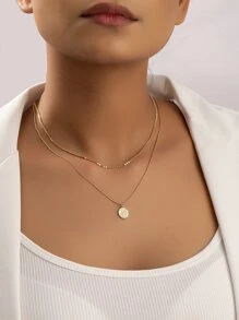 Collar a capas colgante de moneda - Amarillo Oro - Ver 1