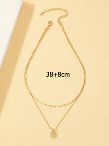 Collar a capas colgante de moneda - Amarillo Oro - Ver 3