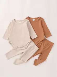 Baby 2sets Ribbed Knit Bodysuit & Pants