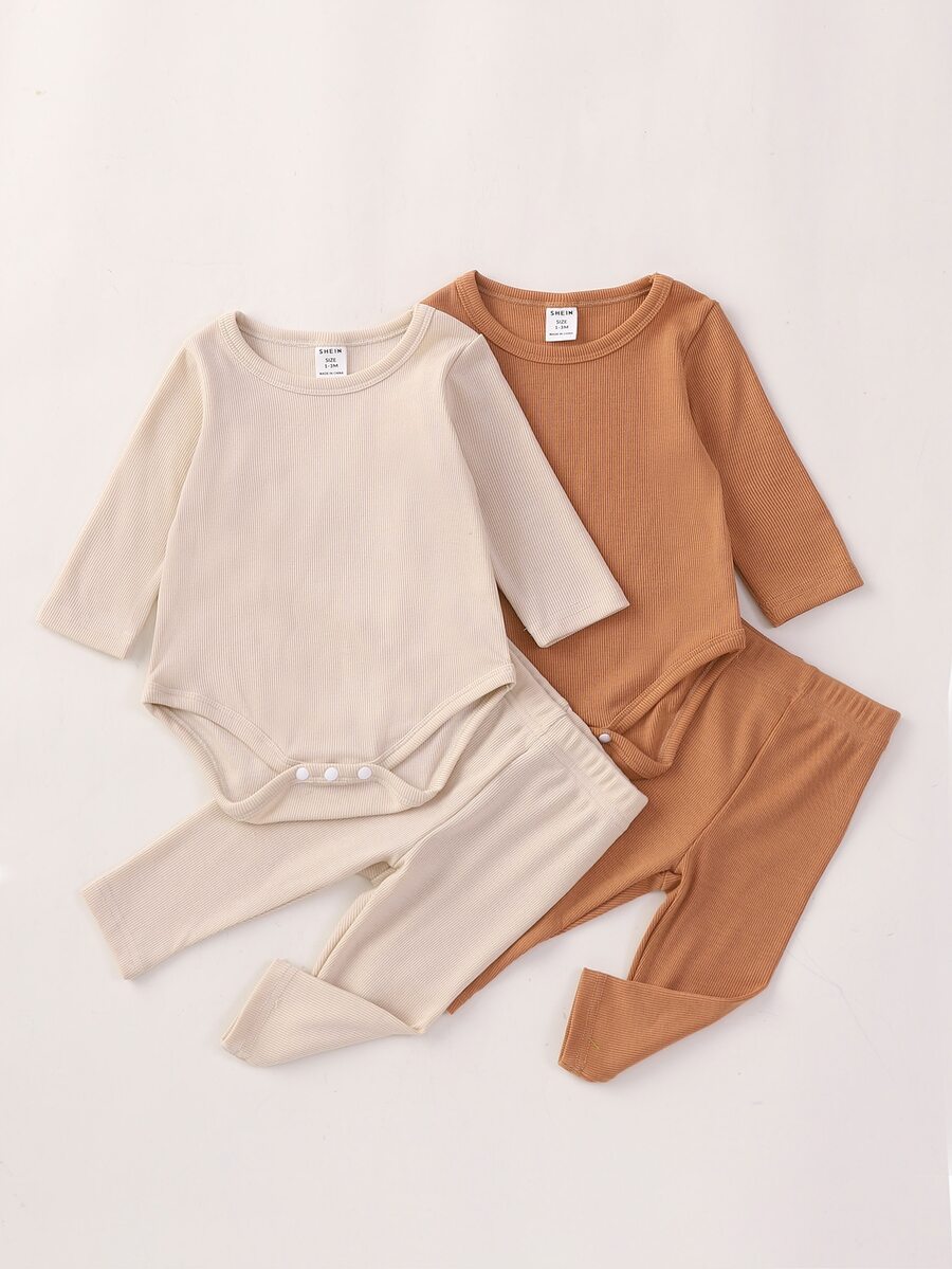 Baby 2sets Ribbed Knit Bodysuit & Pants