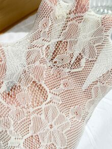 Toddler Girls Flower Print Tights - Beige - View 3