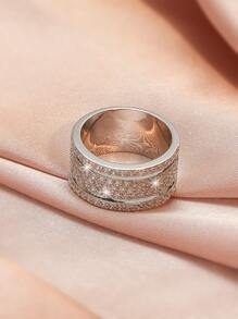 方晶鋯石裝飾戒指 - 銀色 - 查看 2