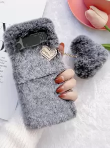 Funda de móvil de peluche compatible con Samsung Galaxy Z Flip 3 - Gris - Ver 1