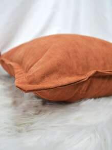 1pc Suede Ruffled Throw Pillow Case Or Lumbar Cushion Cover, Suitable For Bedroom Living Room Sofa Decor - Burnt Orange - View 5