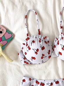 Bãi biển mùa hè Bộ bikini in họa tiết anh đào ngẫu nhiên - Nhiều màu - Xem 7