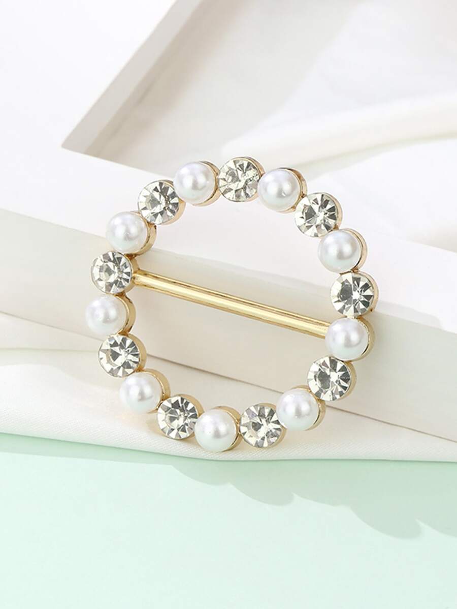 1 pieza hebilla ajustable con diamante de imitación y perla artificial - Multicolor - Ver 1