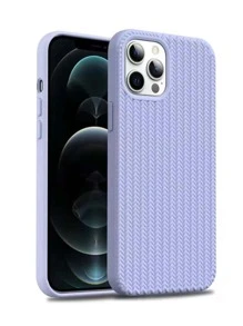 1PC Solid Color/Colorful Liquid Weave Pattern Silicone Phone Case Compatible With Iphone 11/12/13/14/15/13 Pro Max/14 Pro Max/15 Pro Max - Purple - View 2