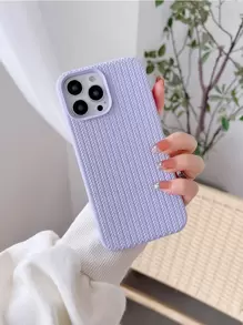 1PC Solid Color/Colorful Liquid Weave Pattern Silicone Phone Case Compatible With Iphone 11/12/13/14/15/13 Pro Max/14 Pro Max/15 Pro Max - Purple - View 3