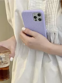 1PC Solid Color/Colorful Liquid Weave Pattern Silicone Phone Case Compatible With Iphone 11/12/13/14/15/13 Pro Max/14 Pro Max/15 Pro Max - Purple - View 4