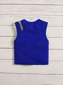 SHEIN Young Girl Rib-Knit Cut Out Tank Top - Royal Blue - View 2