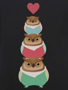 Camiseta búho con con estampado de corazón - Negro - Ver 3