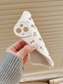 1 件 TPU 心形与花朵彩绘皮革手机壳，适用于 11、12、13、14、15、15 Pro、15 Pro Max、16、16 Pro、16 Plus、16 Pro Max 防水防震防摔防刮 - 彩色 - 查看 2