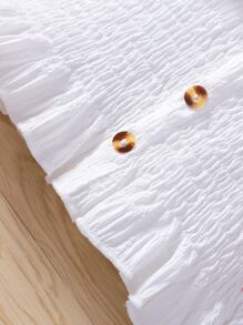 SHEIN 小女童荷葉邊打褶上衣和腰帶半身裙