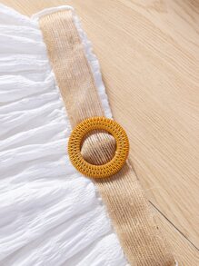 SHEIN 小女童荷葉邊打褶上衣和腰帶半身裙